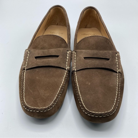 Alan Payne Fatto A Mano Suede Penny Loafers 10 Slip On Moccasin Hand Made - Picture 8 of 8